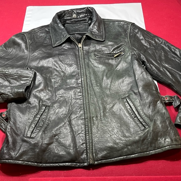 90s BLACK MOTO Leather ZIP JACKET collared Jacqueline Ferrar SOFT lamb skin coat - Picture 1 of 16